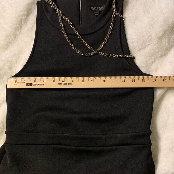 Topshop Bodycon Halter Dress Womens Size 8 Gold Chain Neck mini Sz 8 - Picture 3 of 6